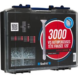 Coffret de 3000 vis autoperceuses tête fraisée cruci