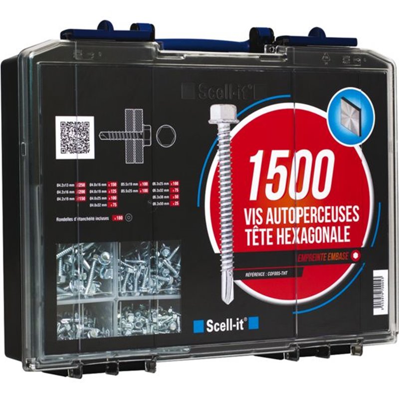 Coffret de 1500 vis autoperceuse tête hexagonale