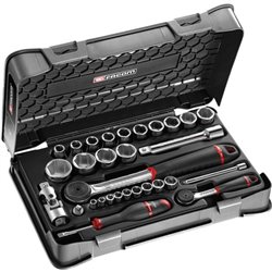 Cliquet et douille 1/2'' et 1/4'' coffret de 30 pièces RS.161-1PB