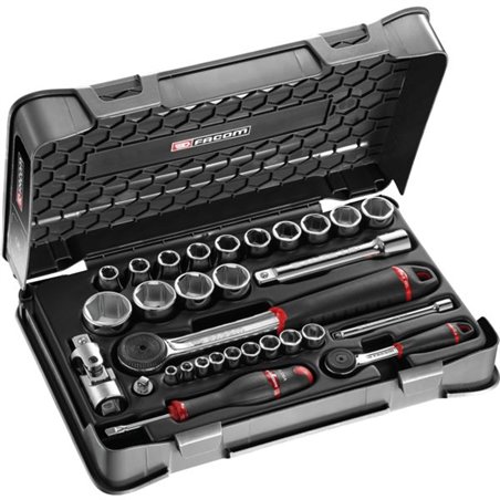 Cliquet et douille 1/2'' et 1/4'' coffret de 30 pièces RS.161-1PB