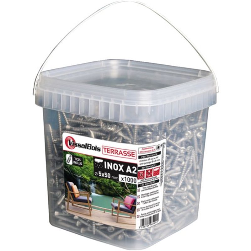 Seau de VissalBois terrasse simple filet Torx - inox A2/A4