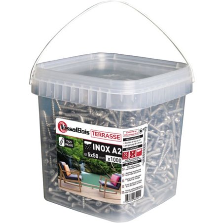 Seau de VissalBois terrasse simple filet Torx - inox A2/A4
